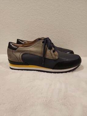 Men's 10 John Fluevog Chief Navy Sporty Lace Up Derby Shoes
